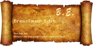 Breszlauer Edit névjegykártya